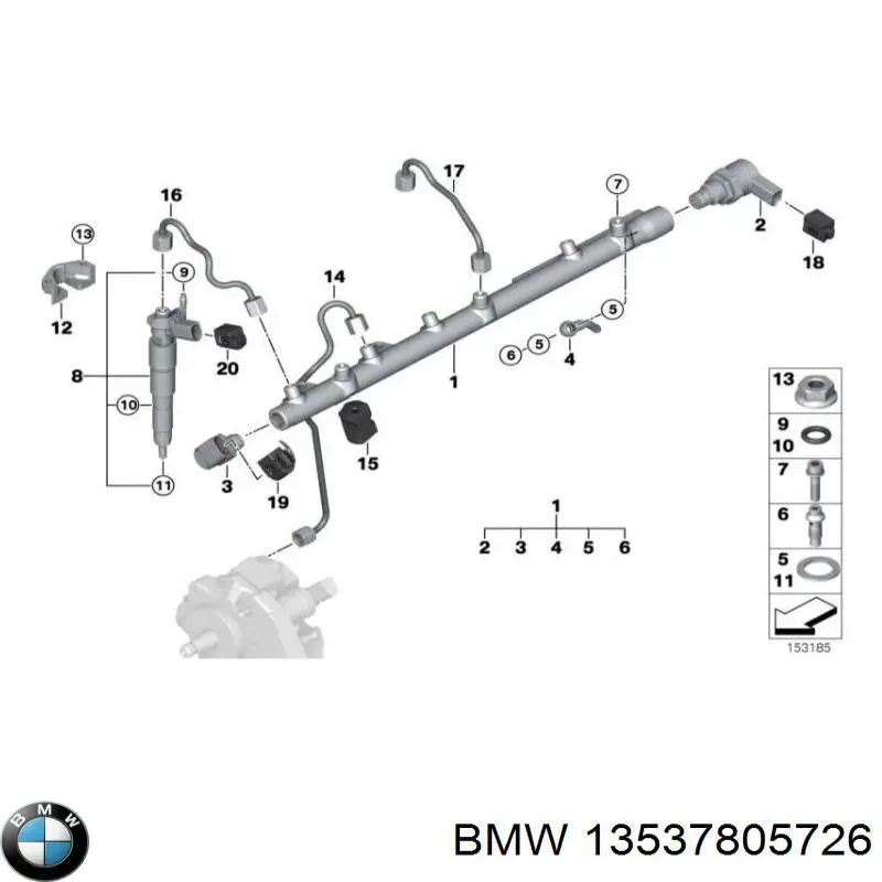 13537805726 BMW распределитель топлива (рампа)