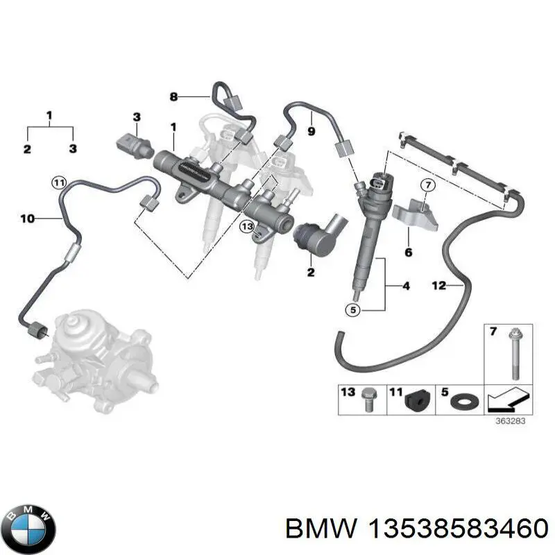 13538583460 BMW Трубка топливная обратная от форсунок