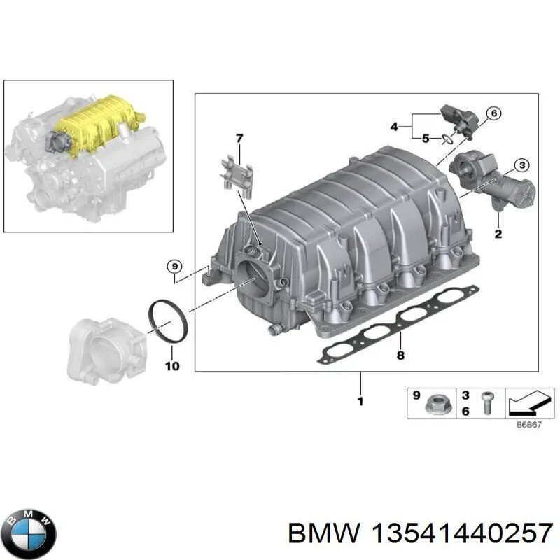 13541440257 BMW прокладка дроссельной заслонки