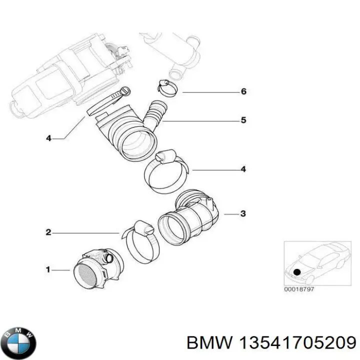 Патрубок расходомера воздуха 13541705209 BMW