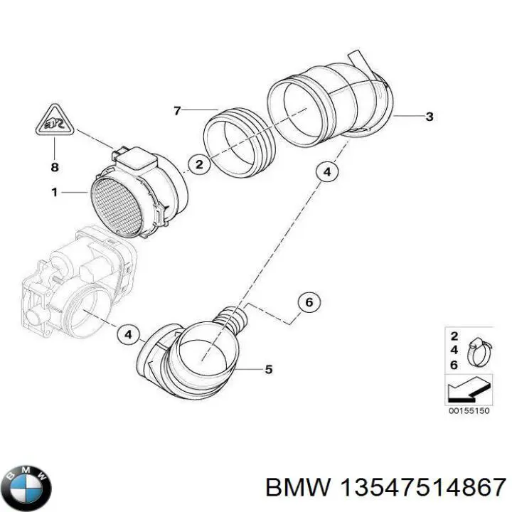 Патрубок расходомера воздуха 13547514867 BMW