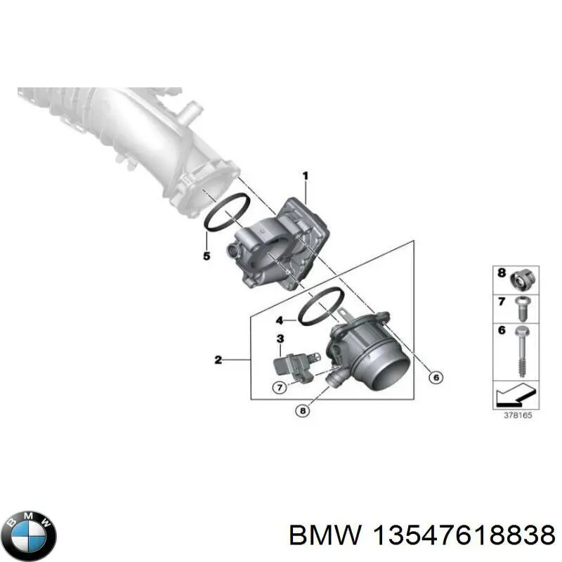 Дроссельная заслонка в сборе BMW 13547618838 цена, от 76.02 USD