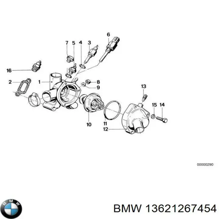 Датчик температуры охлаждающей жидкости (включения вентилятора радиатора) BMW 13621267454