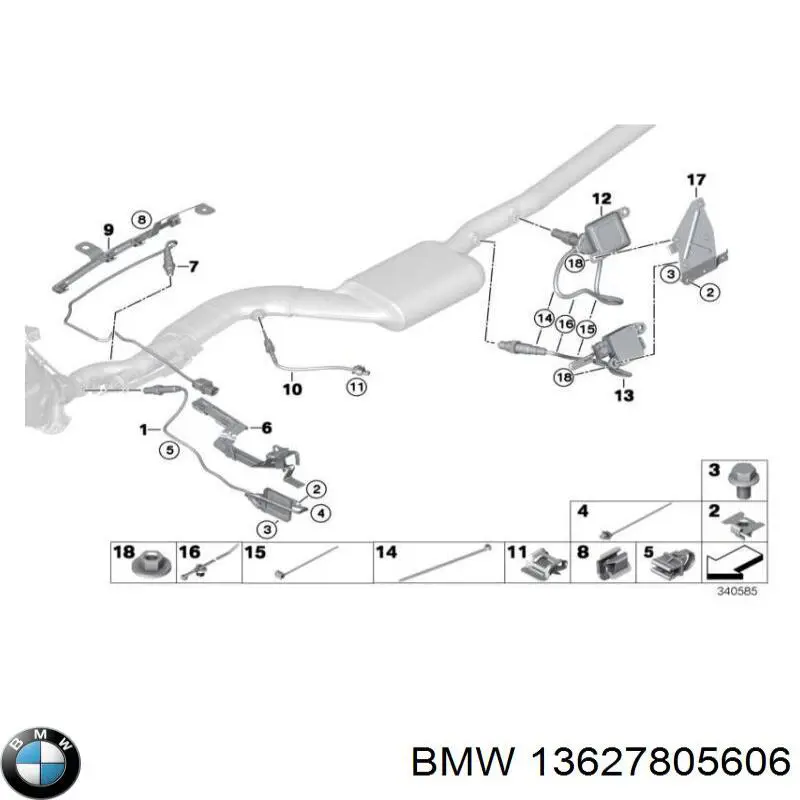 Датчик температуры отработавших газов (ОГ), до катализатора BMW 13627805606