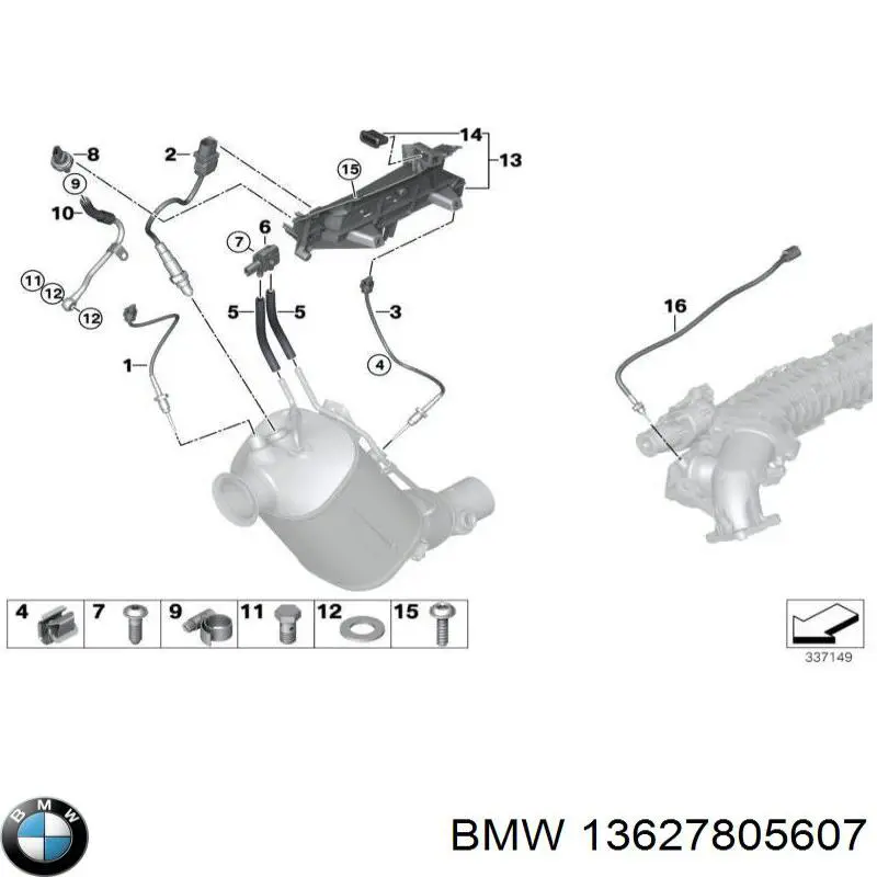 Датчик температуры отработавших газов (ОГ), до катализатора 13627805607 BMW