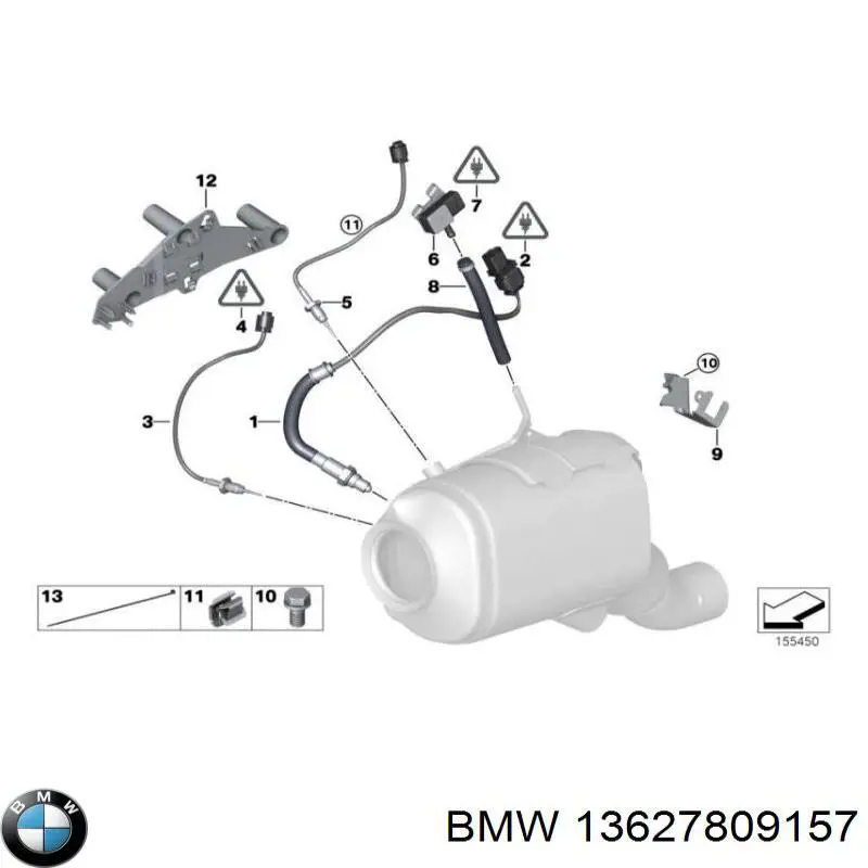 13627809157 BMW датчик температуры отработавших газов (ог, сажевого фильтра)