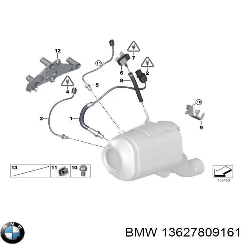 13627809161 BMW Датчик температуры отработавших газов (ОГ), до катализатора