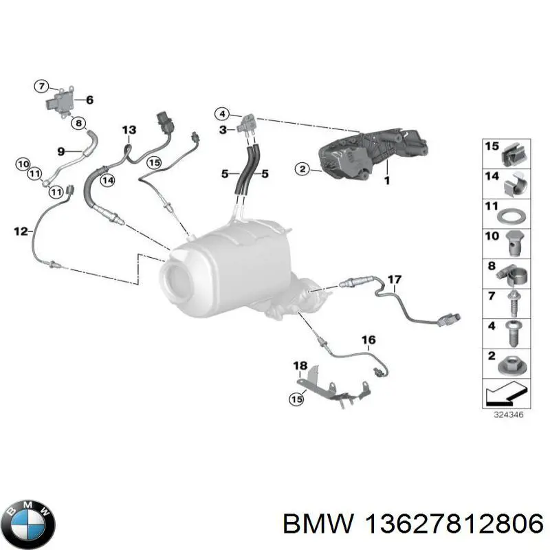 Tubo de sensor de pressão dos gases de escape para BMW X5 (E70)