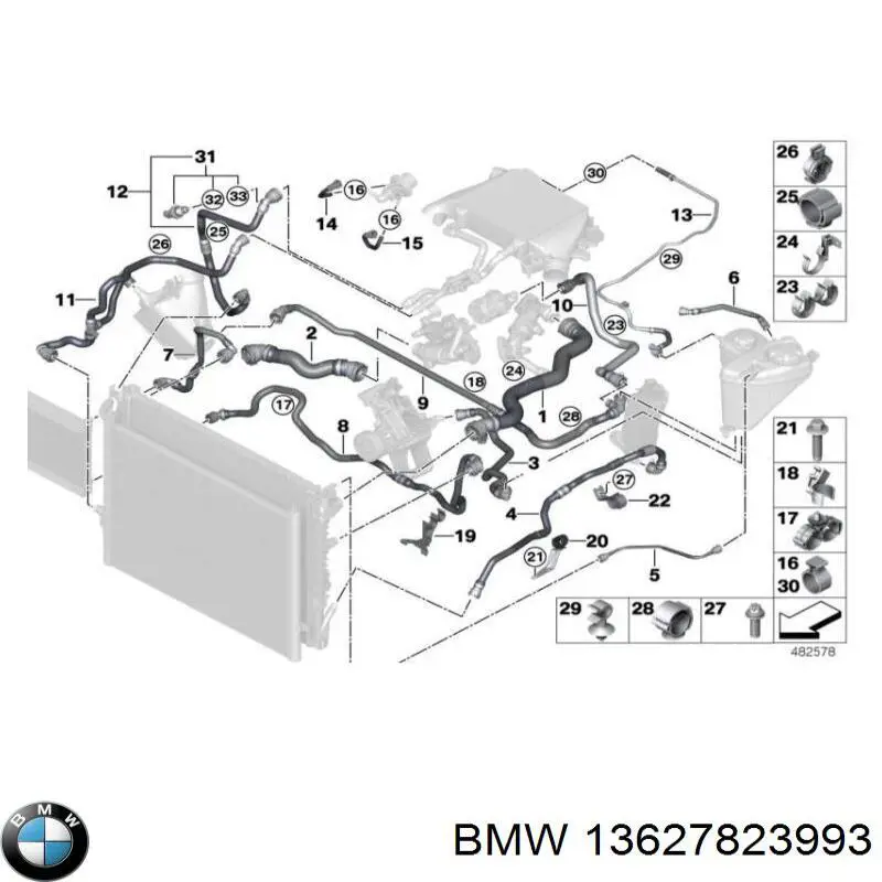 13627823993 BMW датчик температуры охлаждающей жидкости
