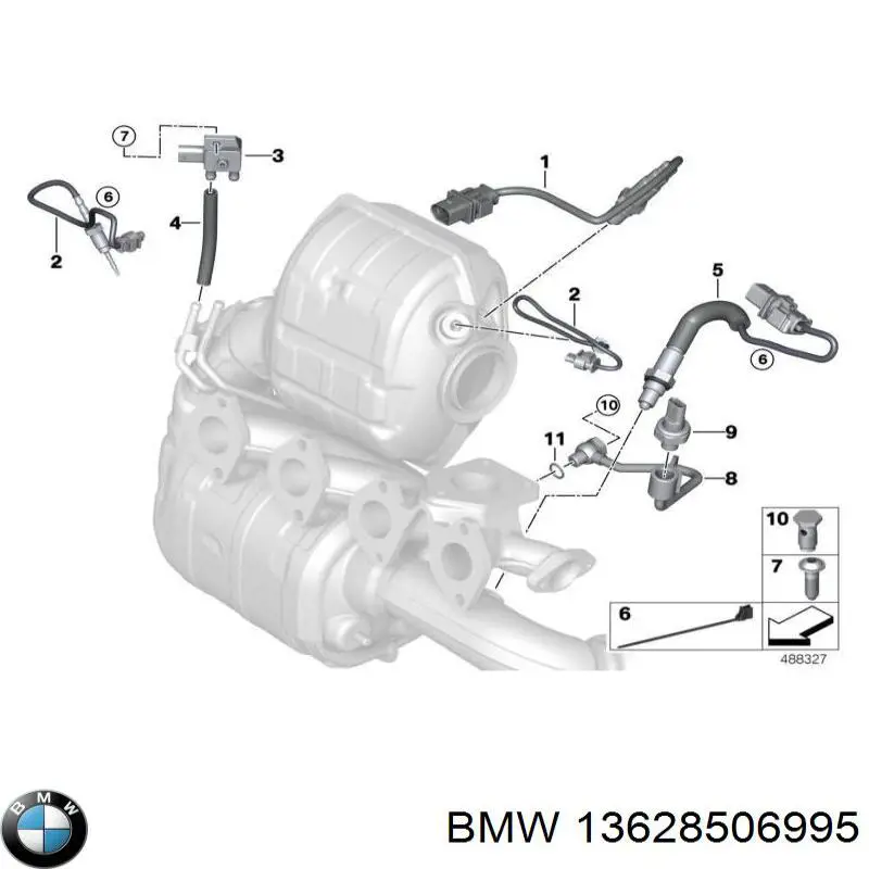 Датчик температуры отработавших газов  до катализатора BMW 13628506995