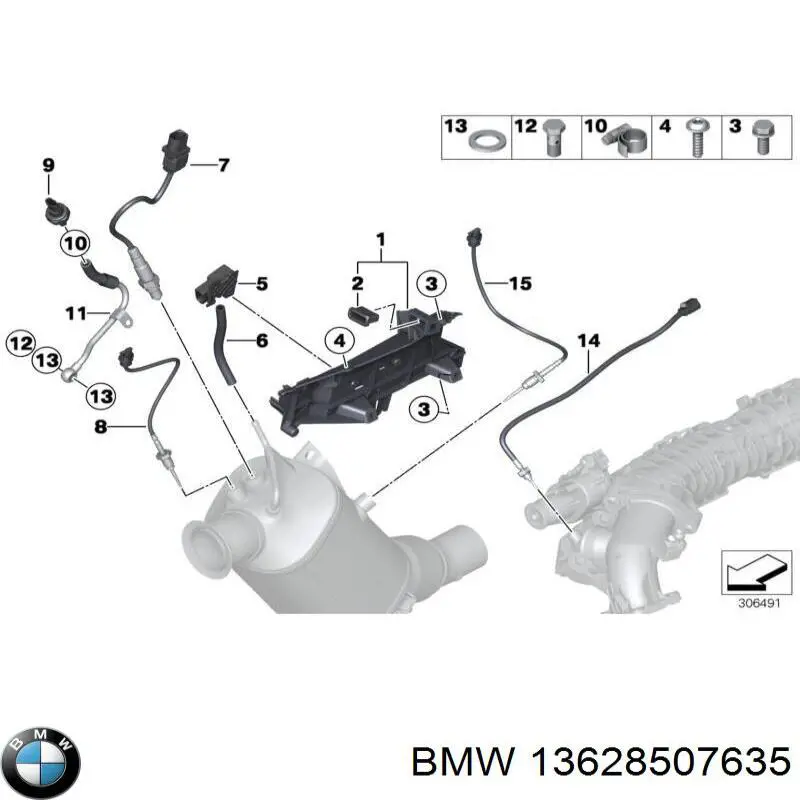 Датчик давления выхлопных газов BMW 13628507635 цена, от 25.68 USD