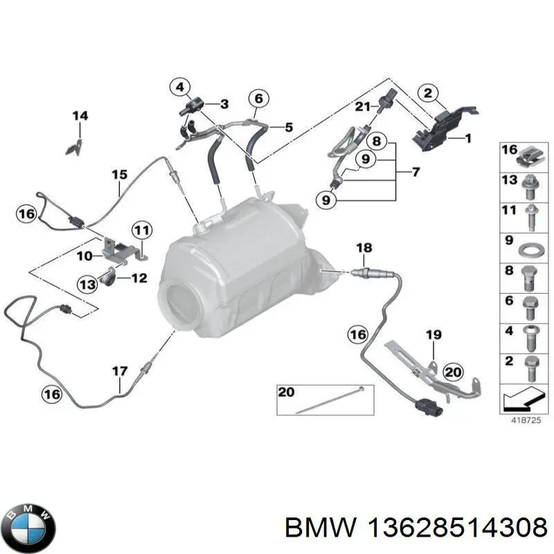 Датчик температуры отработавших газов (ОГ), до катализатора 13628514308 BMW