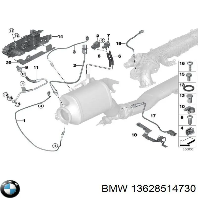 13628514730 BMW датчик температуры отработавших газов (ог, до катализатора)