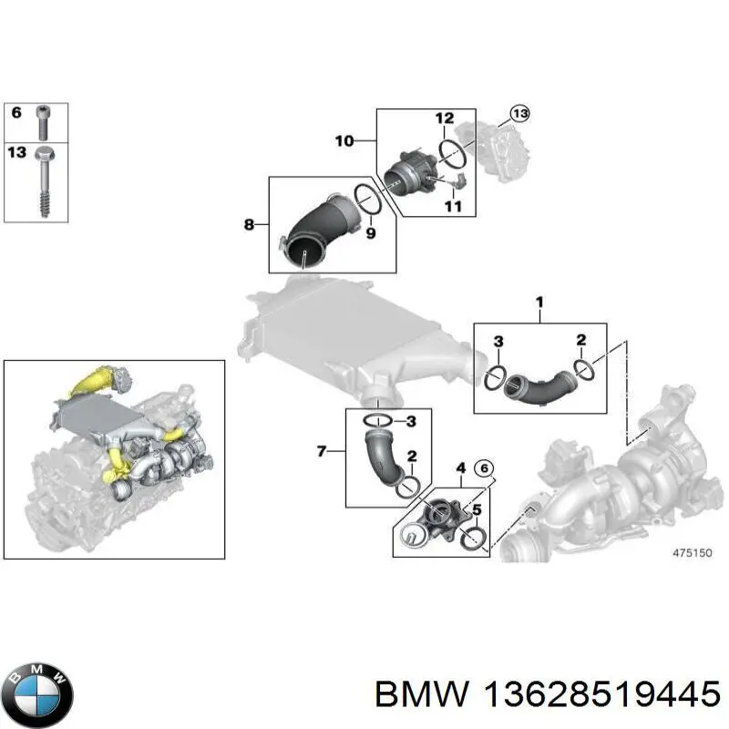 13628519445 BMW Sensor de temperatura da mistura de ar