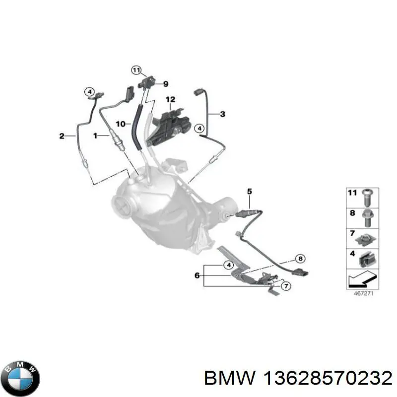 Sensor de temperatura dos gases de escape (GE), antes de filtro de partículas diesel para BMW 5 (F10)