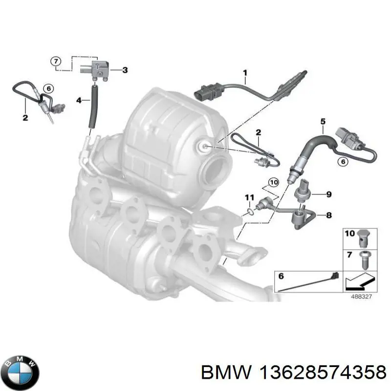 Купить 13628574358 BMW Датчик температуры отработавших газов (ОГ), до катализатора