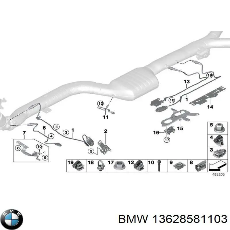 13628581103 BMW Датчик температуры отработавших газов (ОГ), после катализатора