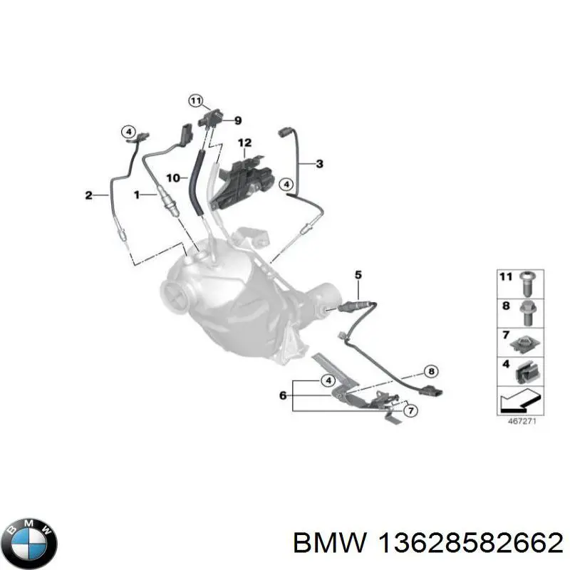 13628573346 BMW Датчик температуры отработавших газов (ОГ), до катализатора
