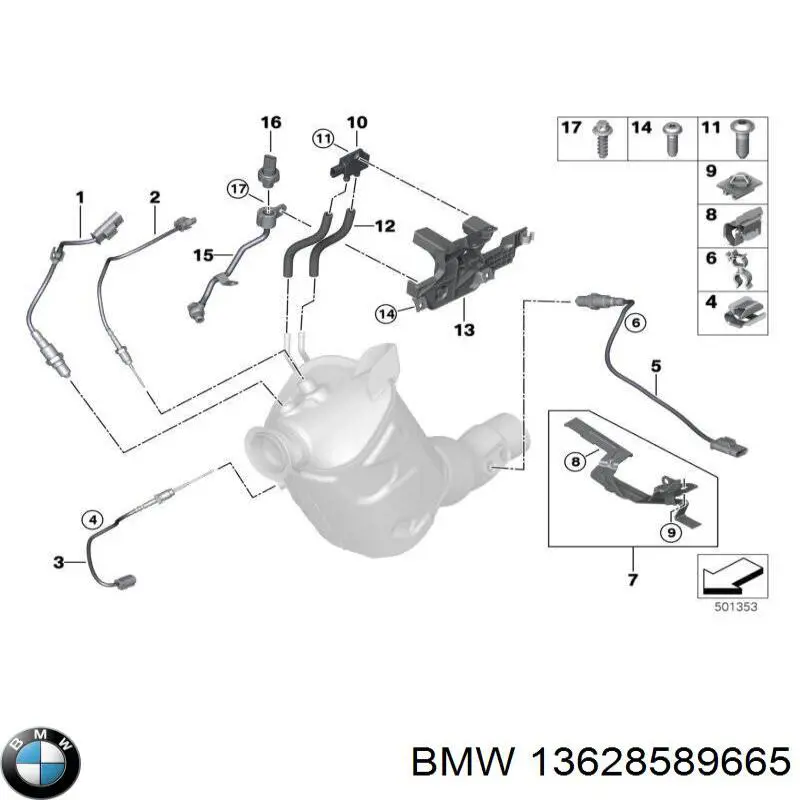 Sonda Lambda Sensor De Oxigeno Para Catalizador 13628589665 BMW