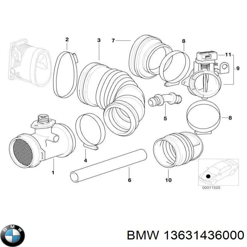 13631436000 BMW sensor de posição da válvula de borboleta (potenciômetro)