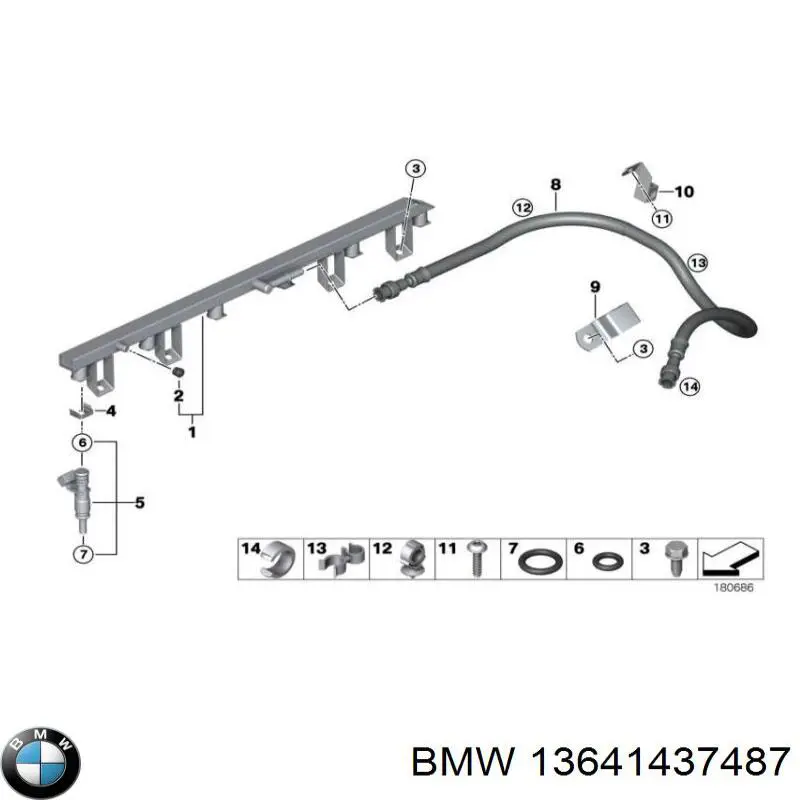 Junta anular, inyector 13641437487 BMW