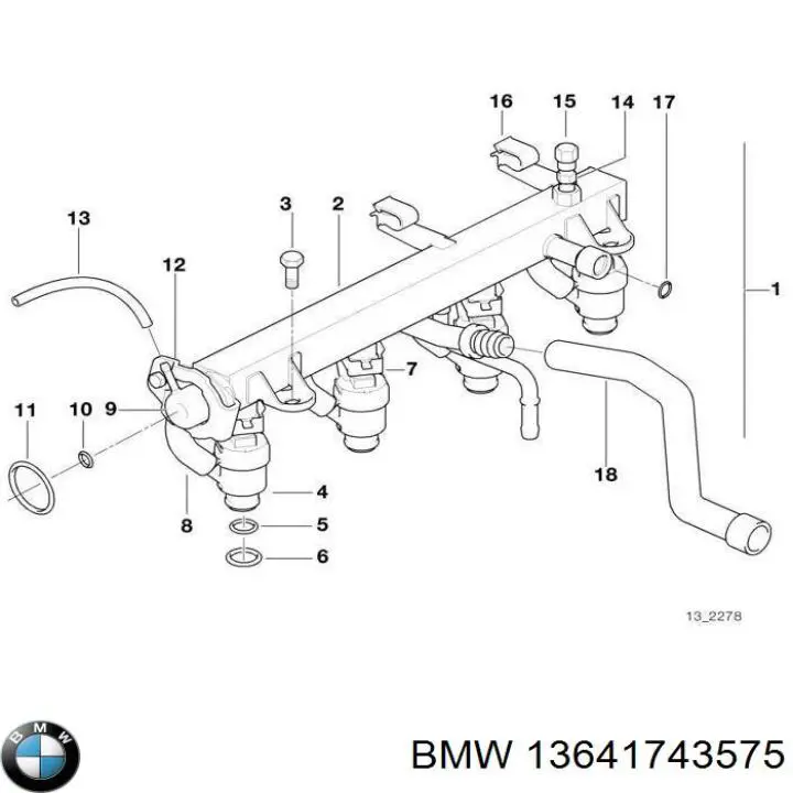 Кольцо (шайба) форсунки инжектора посадочное BMW 13641743575