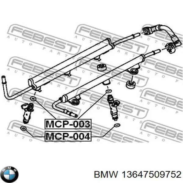 Anel (arruela) do injetor de ajuste 13647509752 BMW