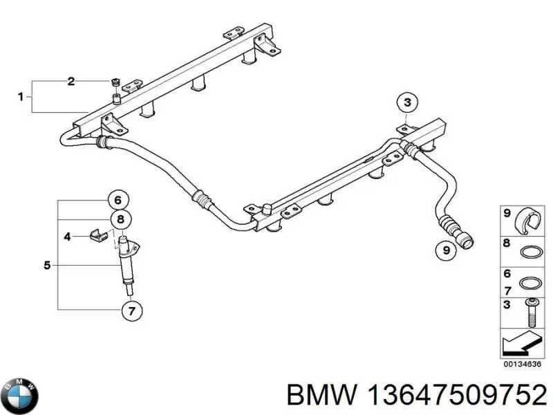 Compre 13647509752 BMW Anel (arruela) do injetor de ajuste