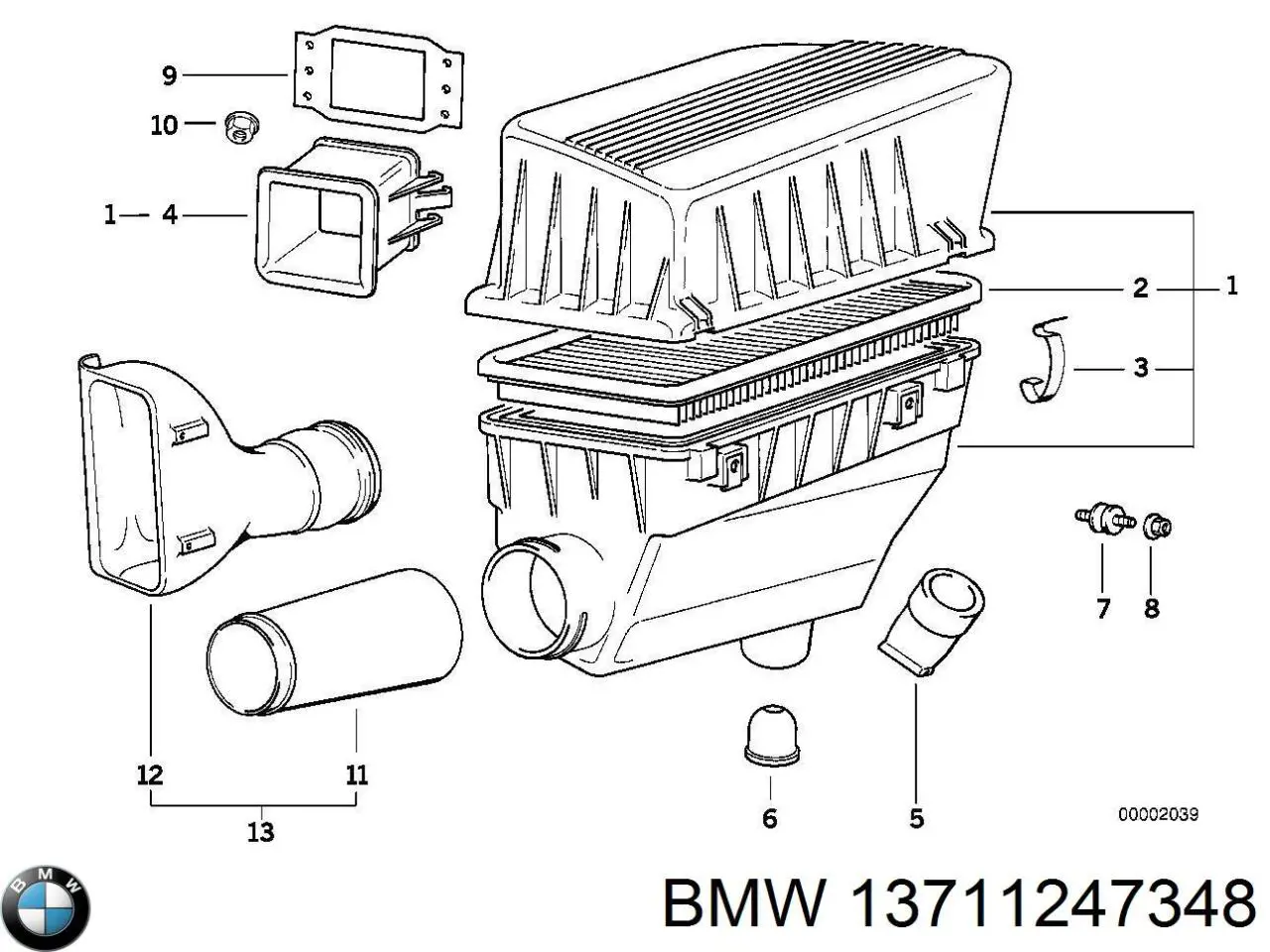 13711247348 BMW корпус воздушного фильтра