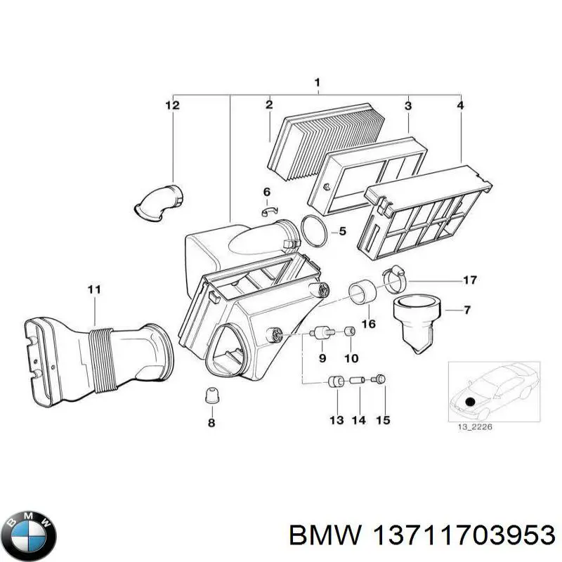 13711703953 BMW корпус воздушного фильтра