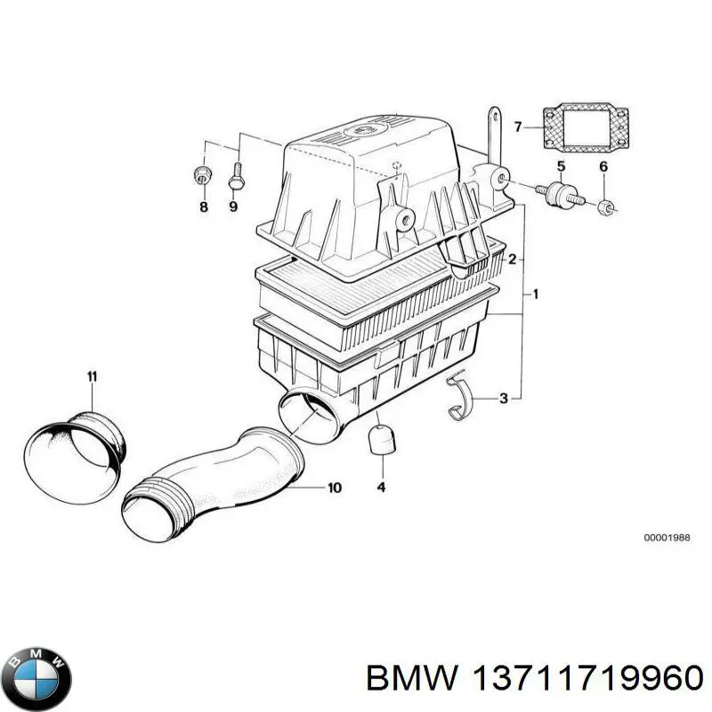 13711719960 BMW корпус воздушного фильтра