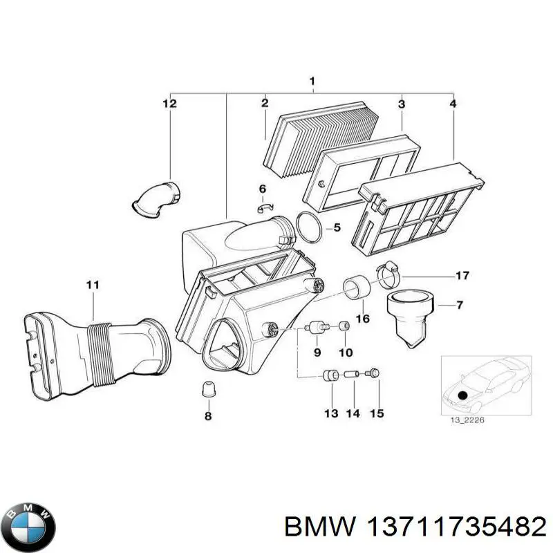 13711735482 BMW корпус воздушного фильтра