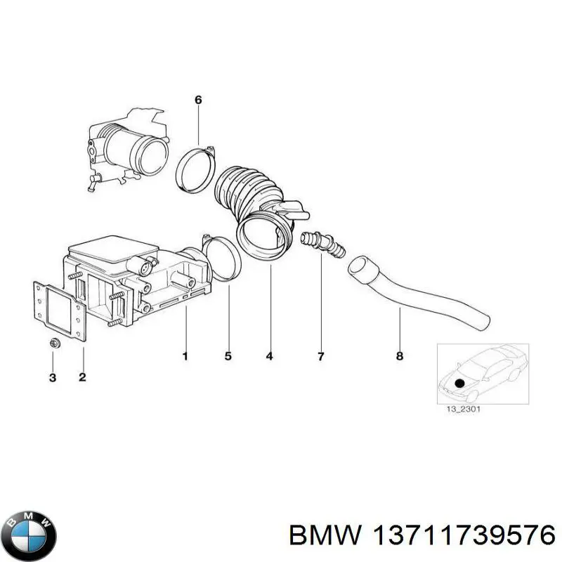 Патрубок расходомера воздуха 13711739576 BMW