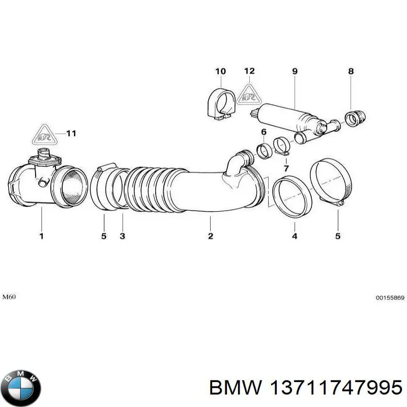 13711747995 BMW патрубок воздушный, расходомера воздуха