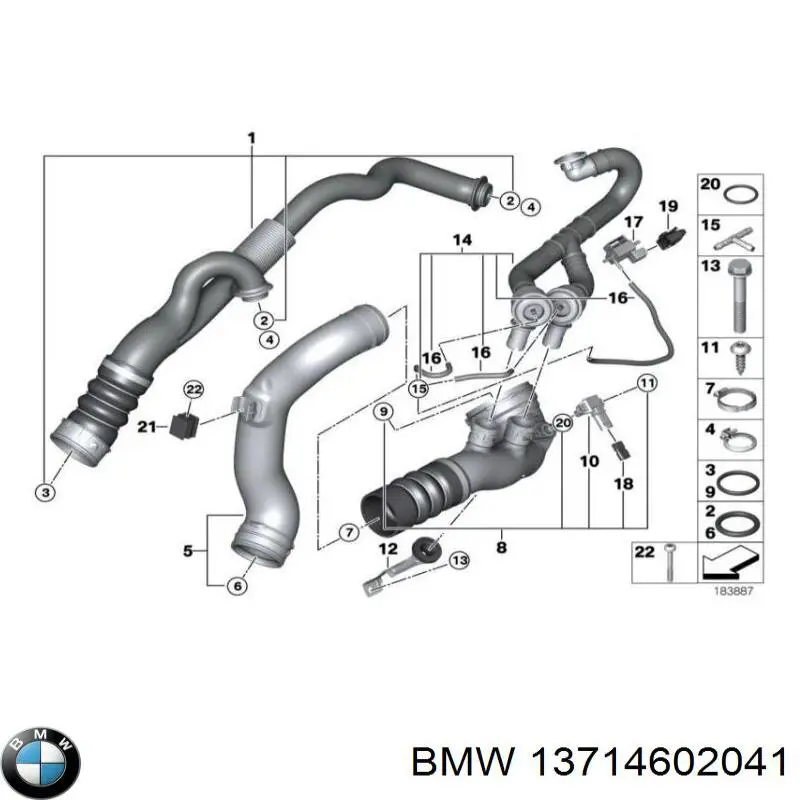 Cano derivado do sistema de recirculação dos gases de escape EGR para BMW 7 (F01, F02, F03, F04)