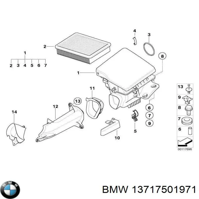  Caixa de filtro de ar BMW 3 sedan (E46) (1998 - 2005) 
