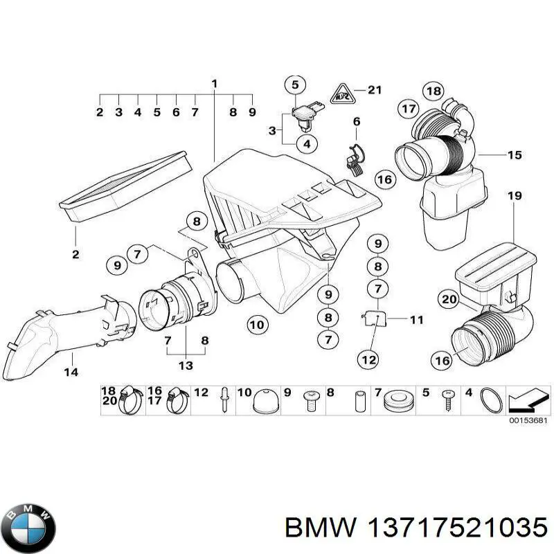 Патрубок расходомера воздуха 13717521035 BMW