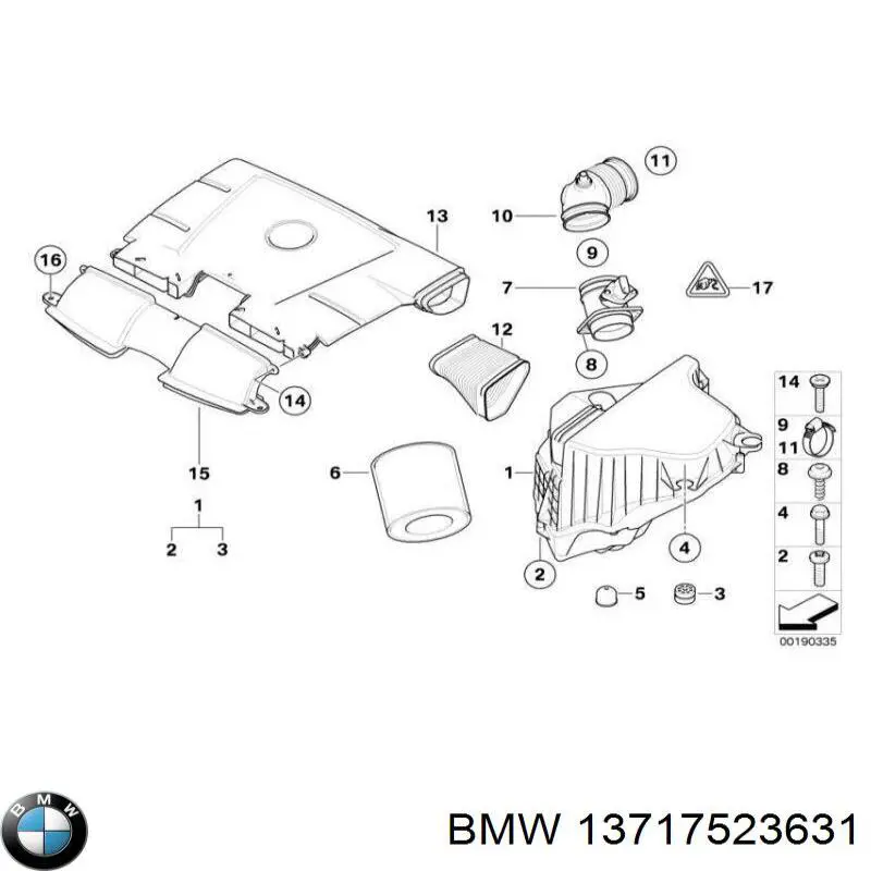 13717523631 BMW патрубок воздушный, расходомера воздуха