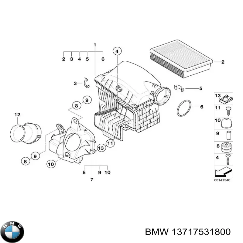 Корпус воздушного фильтра в сборе BMW 13717531800 цена, от 31.67 USD