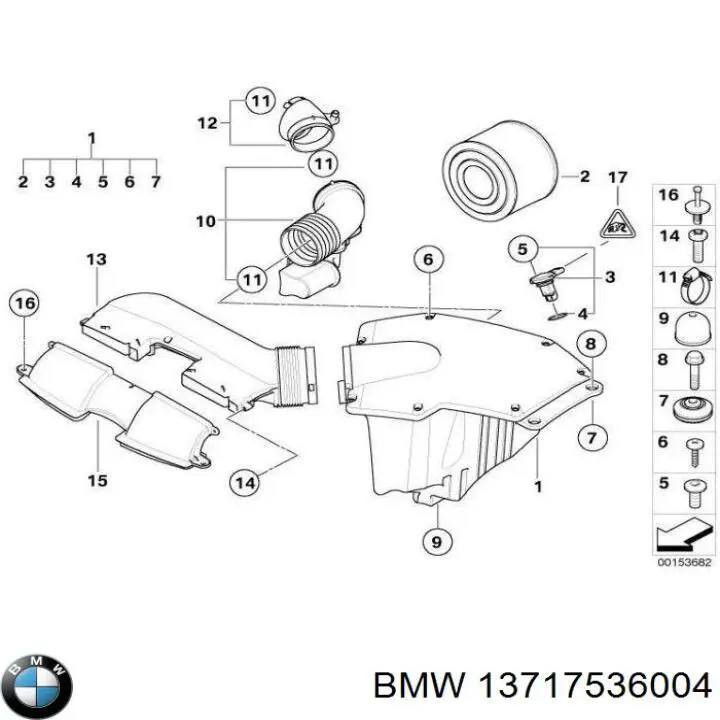 Выпускной патрубок воздушного фильтра 13717536004 BMW