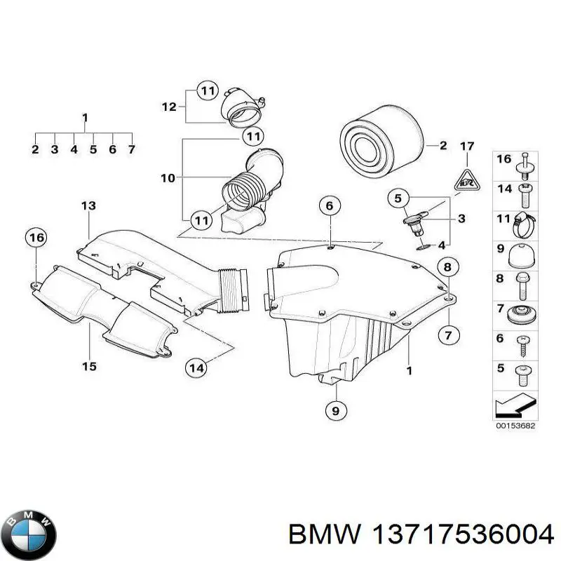 13717536004 BMW Патрубок воздушный, выход воздушного фильтра