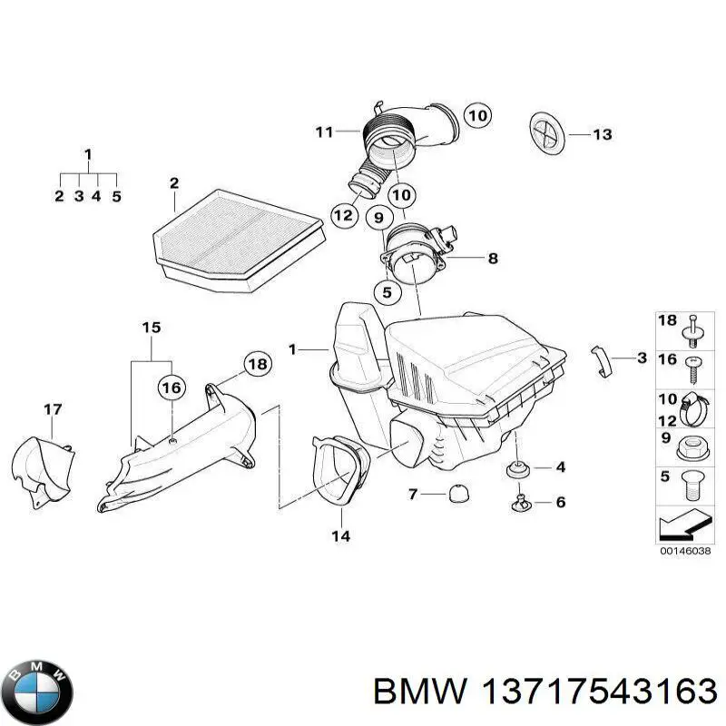 Купить 13717543163 BMW Корпус воздушного фильтра