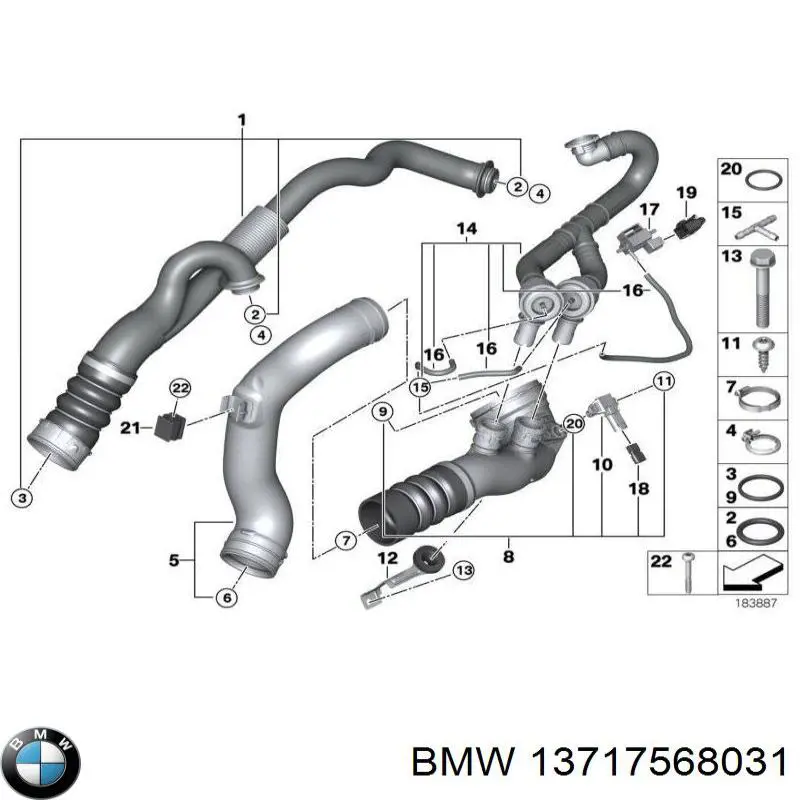 Уплотнительное кольцо (прокладка) патрубка интеркуллера BMW 13717568031 цена, от 10.95 USD