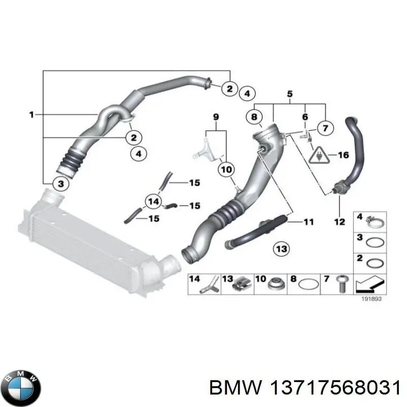 13717568031 BMW Junta tórica para tubo intercooler original y equivalente