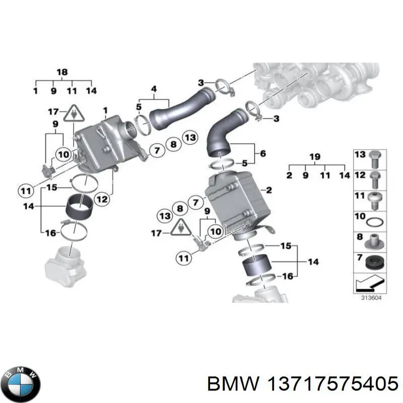 Радиатор интеркуллера BMW 13717575405