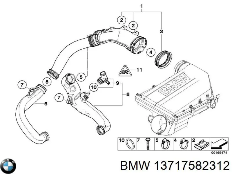 13717571346 BMW Патрубок воздушный, выход воздушного фильтра