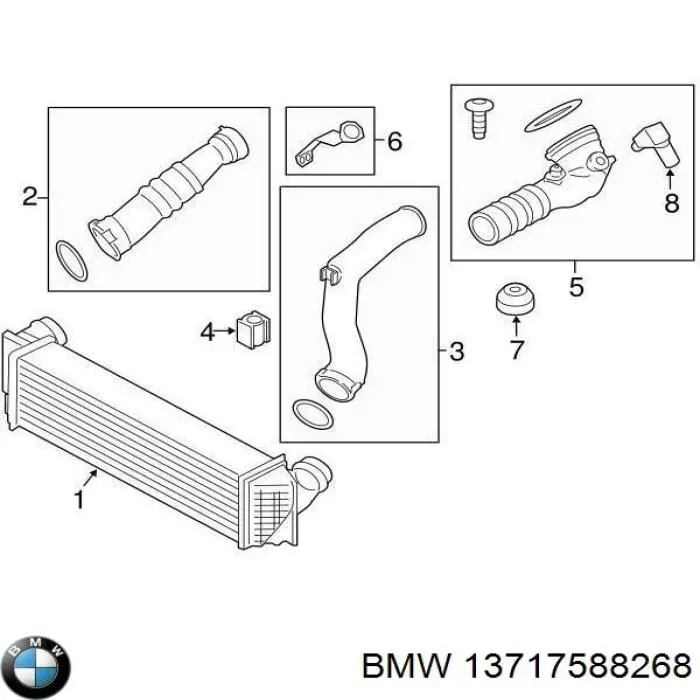 13717588268 BMW шланг (патрубок интеркуллера верхний левый)