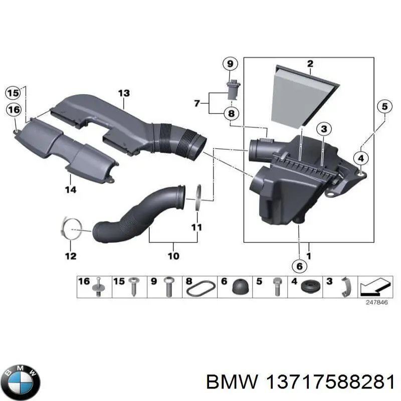 13717632501 BMW патрубок воздушный, выход воздушного фильтра