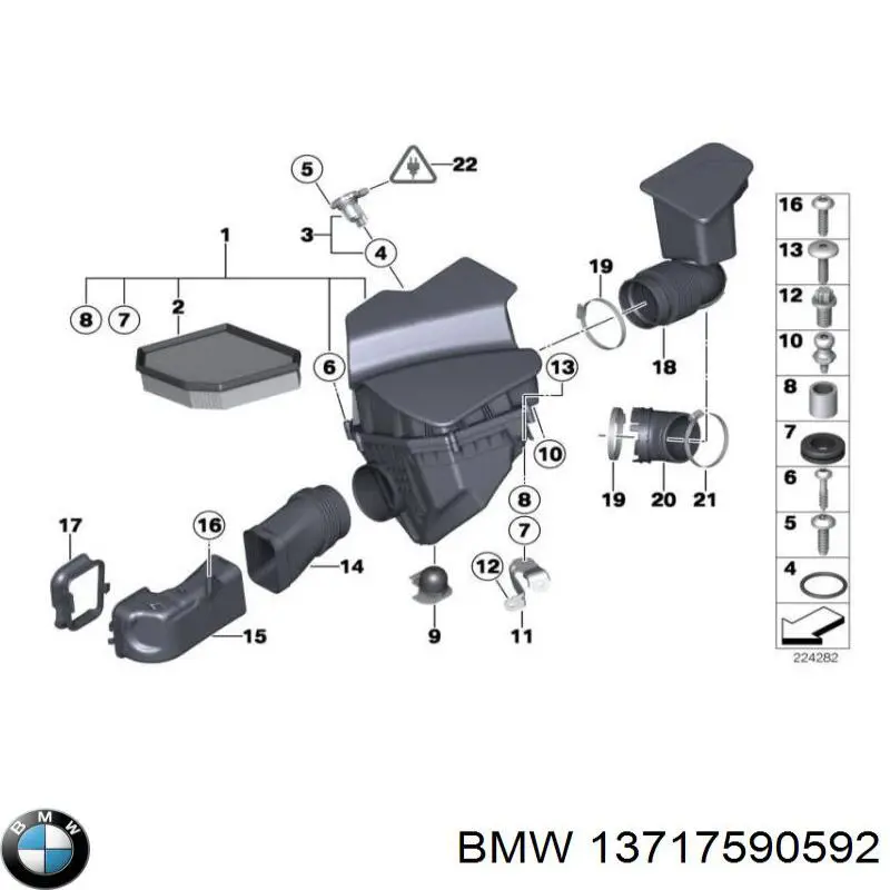 13717590592 BMW Патрубок воздушный, вход воздушного фильтра