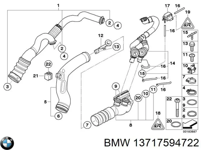 13717594722 BMW mangueira (cano derivado esquerda de intercooler)